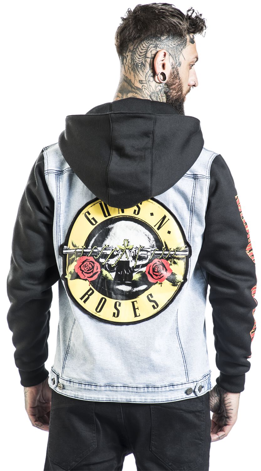 Guns N Roses Patched Denim Jacket Vintage Rock Music Band 