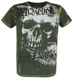 T-shirt with Skull Print and Slogans