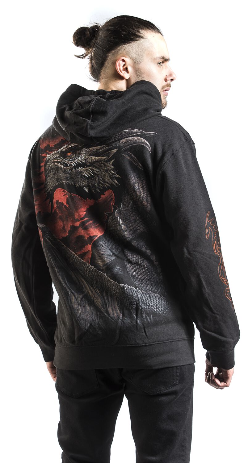 Spiral Majestic Draco Men's Hoodie Black Biker Everyday Goth Gothic Horror  Rockwear, black : : Fashion