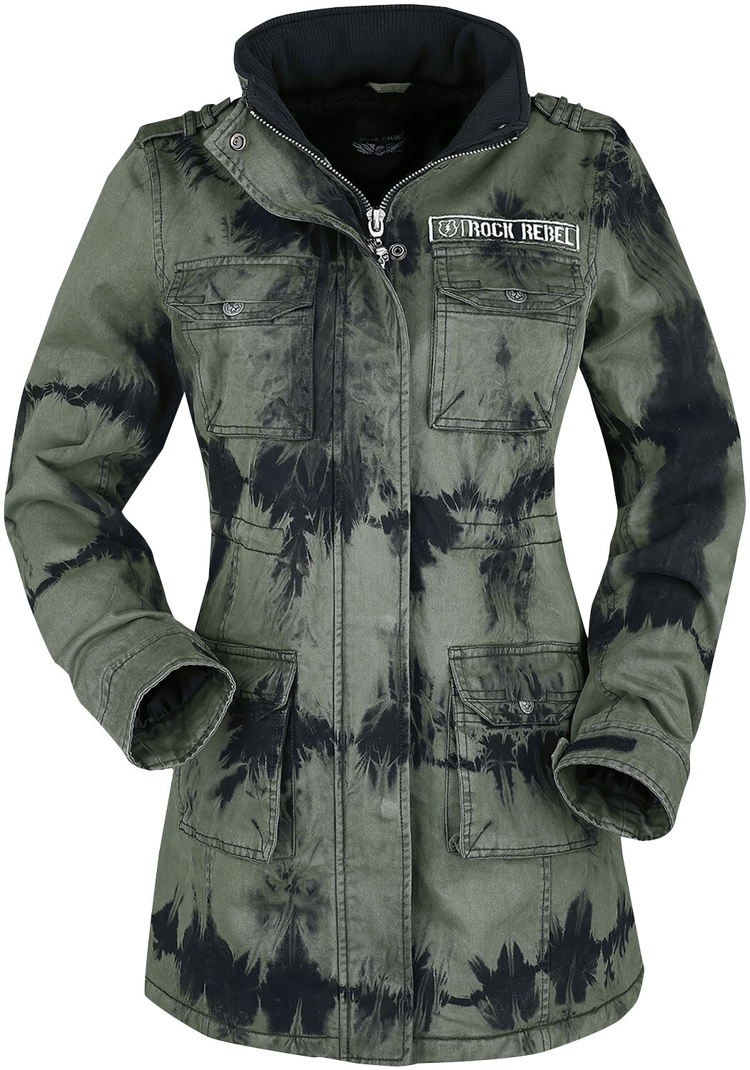 Green Winter Jacket with Batik Wash Rock Rebel by EMP Winter Jacket EMP