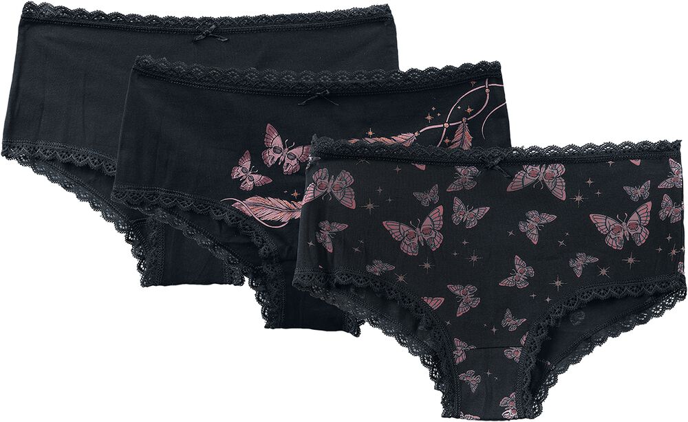 Set of three pairs of underwear with butterfly print