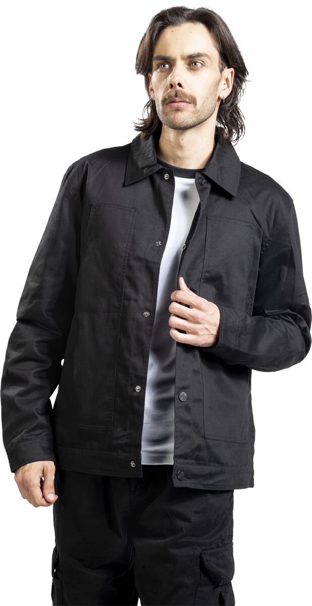 Men All Black Work Clothes WCC Lined Cargo Work Jacket Black West