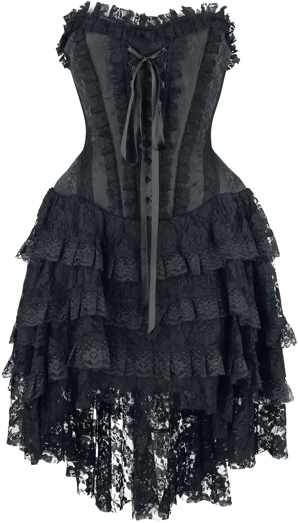 Elaborate Gothic Dress with Corset and Shorter-Front Skirt