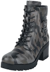 Lace-Up Boots with Camouflage Print, Black Premium by EMP, Boot