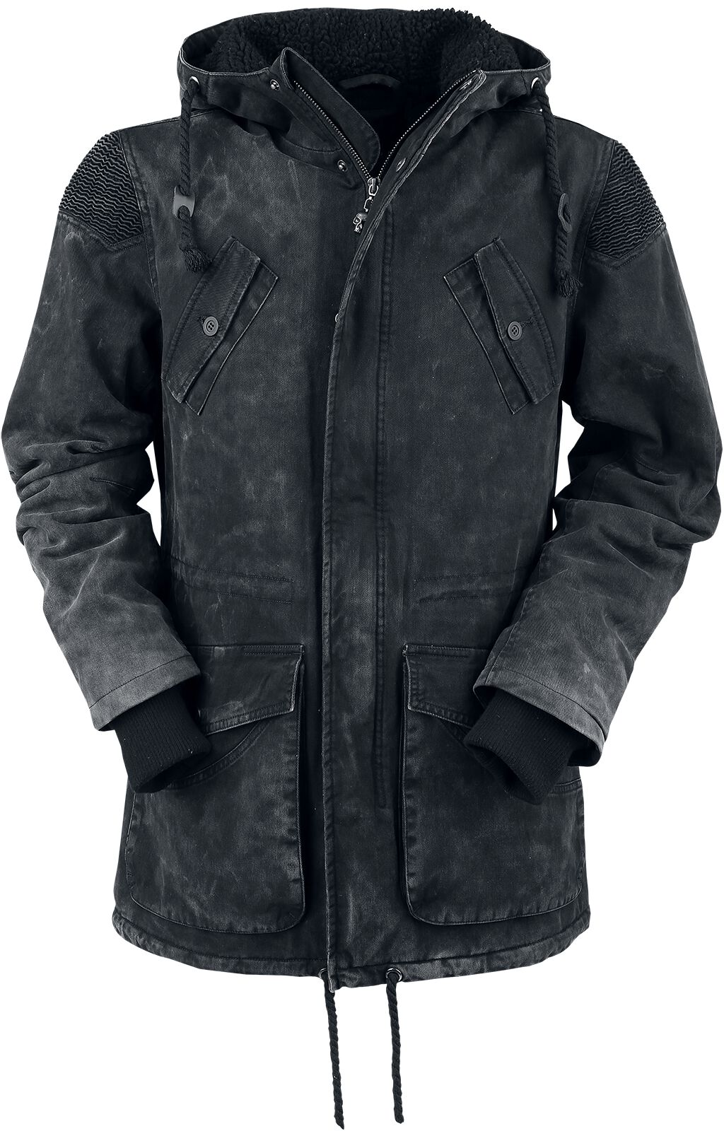 Parka Homme Rock Rebel – Gris Foncé, Coupe Regular, Cordon De Serrage – Style Streetwear