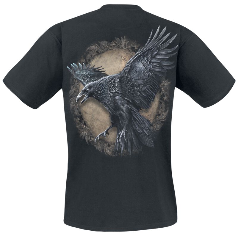 Spiral Raven Wise T-shirt zwart S 100% katoen Basics, Dieren, Horror, Rock wear, Vikings