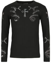 Long-sleeved top with snake print, Black Premium by EMP, Long-sleeve Shirt