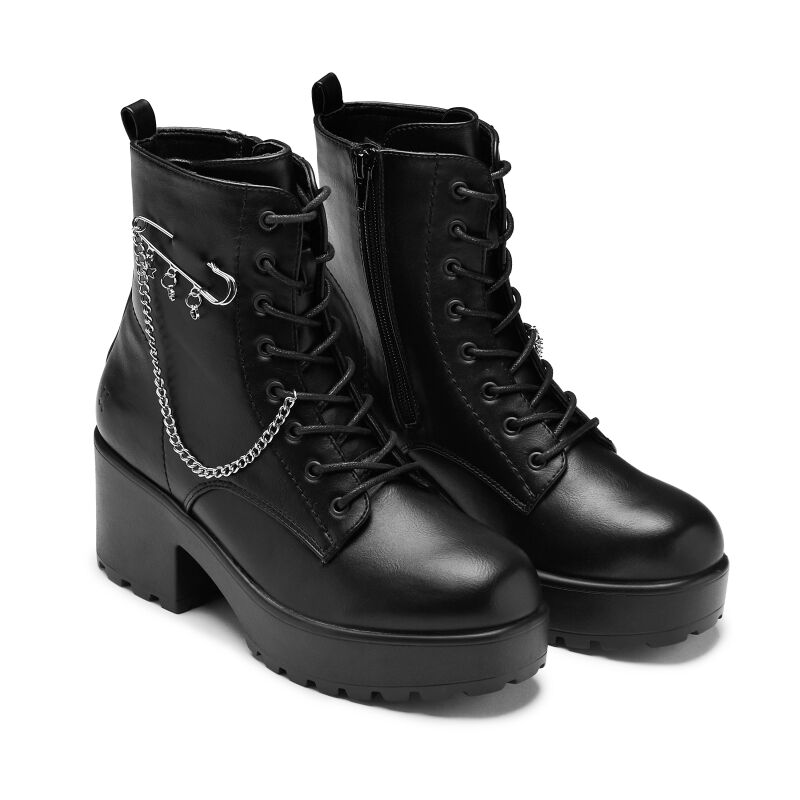 Salvius Safety Pin Military Lace Up Boots KOI Laced Boots EMP