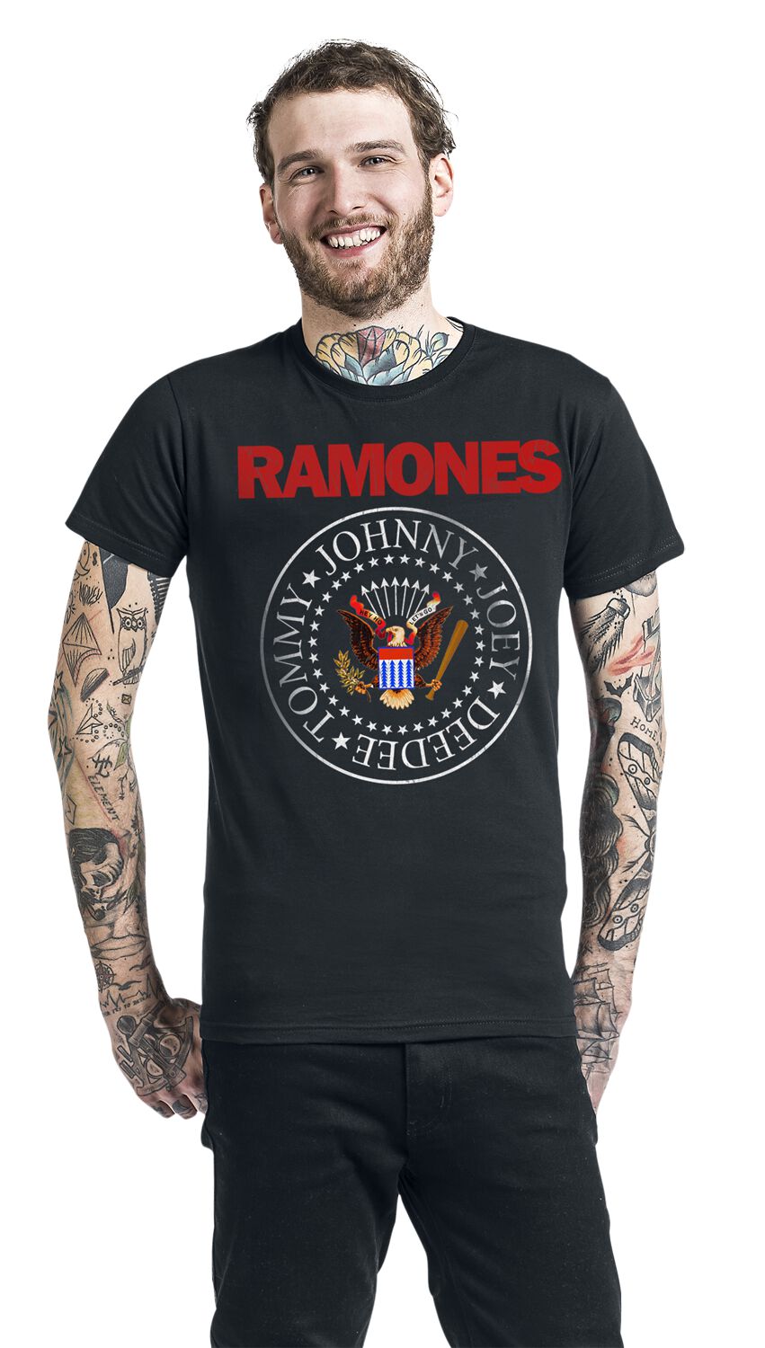Maglietta Donna Skinny Ufficiale Ramones Con Sigillo Classico E Logo - Taglie UK 8-14