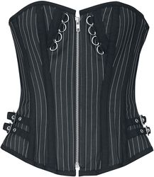 Corset with stripes and zip, Gothicana by EMP, Corsage