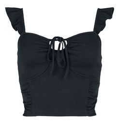 Crop Top With Ruffles And Lace, Black Premium by EMP, Top