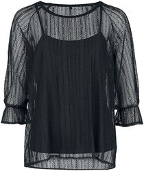 Black lace shirt, Gothicana by EMP, Long-sleeve Shirt