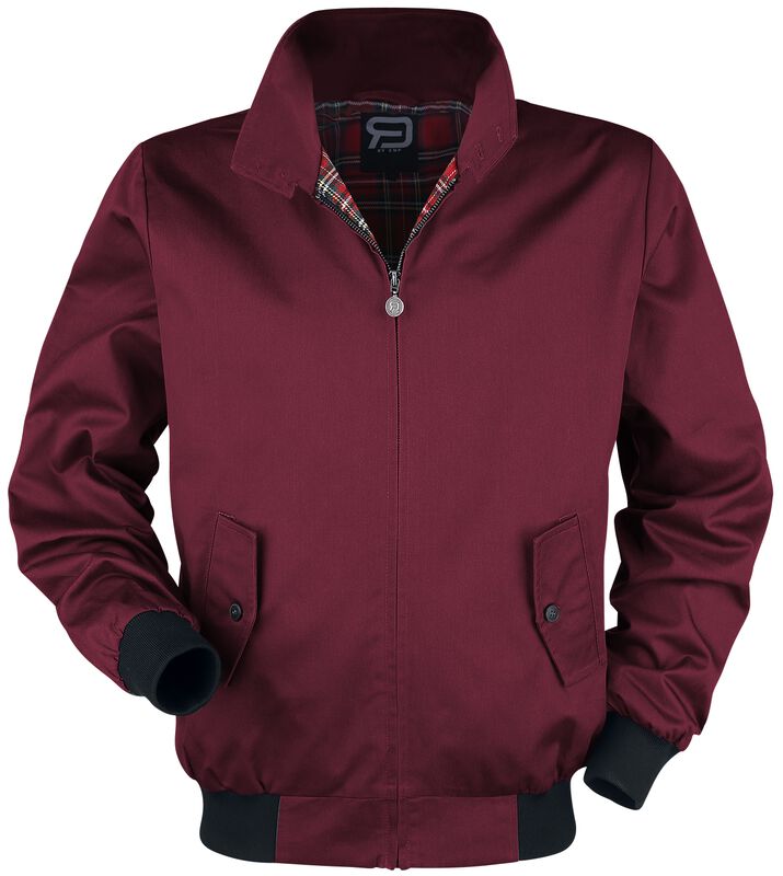 Burgundy-Red Bomber Jacket with Standing Collar | RED by EMP Between ...