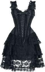 Short Corset Dress with Lace, Gothicana by EMP, Short dress
