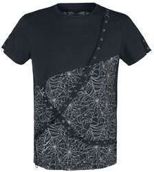 Gothicana X Anne Stokes - Black T-Shirt with Print and Straps