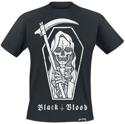 T-shirt with Grim Reaper print, Black Blood by Gothicana, T-Shirt