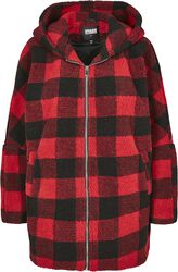 Ladies Hooded Oversized Check Sherpa Jacket, Urban Classics, Winter Jacket