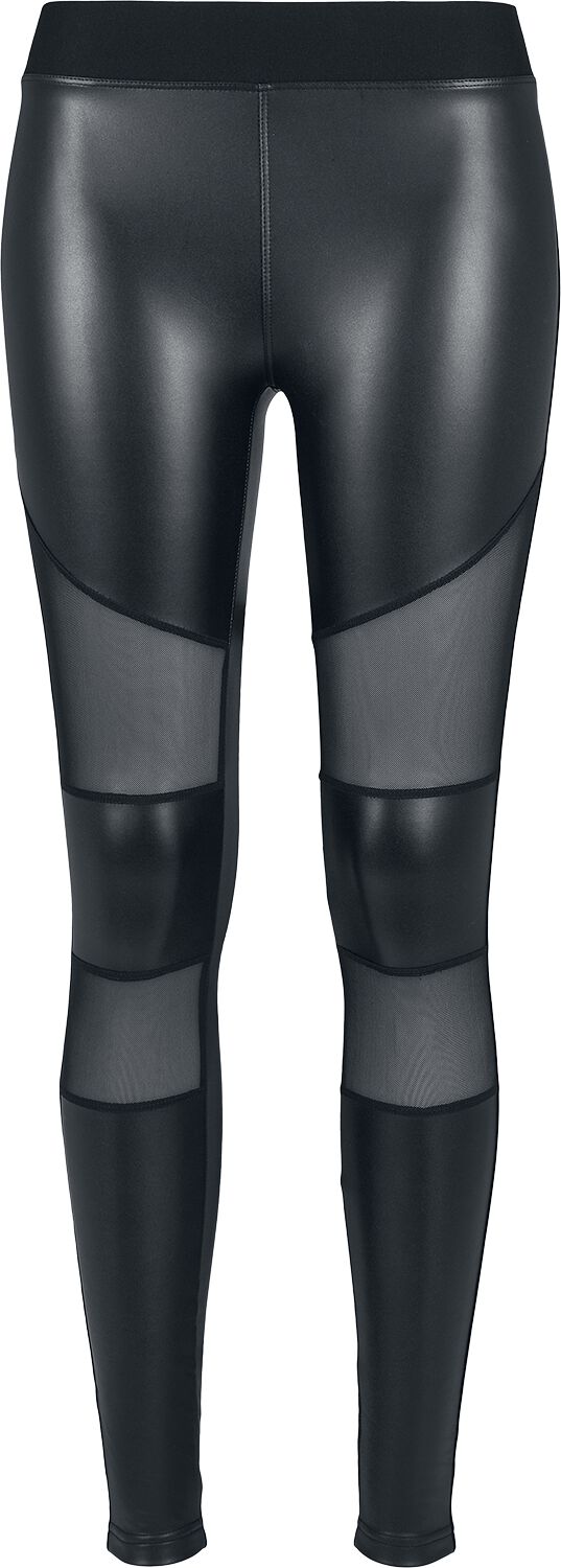 Ladies Tech Mesh Faux Leather Leggings Urban Classics Leggings EMP