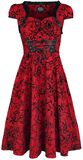 Red Flocked Victorian Dress, H&R London, Medium-length dress