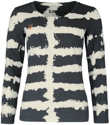 Long-sleeved top with batik stripes, Black Premium by EMP, Long-sleeve Shirt