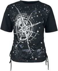 T-shirt with shiny silver front print, Black Premium by EMP, T-Shirt