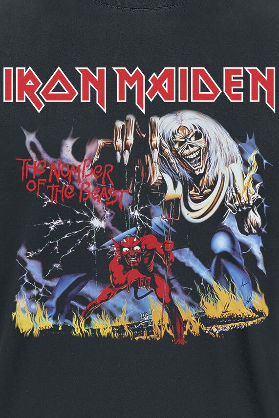 T-shirt Iron Maiden Number Of The Beast Donna - Effetto Usurato, Nera, Taglia XL, 100% Cotone, Vestibilità Regolare