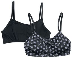 Double Pack Bralettes in Black and with Print