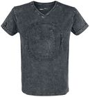 Grey T-shirt with Wash and Rockhand Appliqué, EMP Premium Collection, T-Shirt