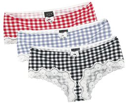 Plaid 3-Set of Hipster Pants, Pussy Deluxe, Panty Set