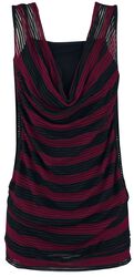 2 in 1 Double Layer Stripe Mesh Top, RED by EMP, Top