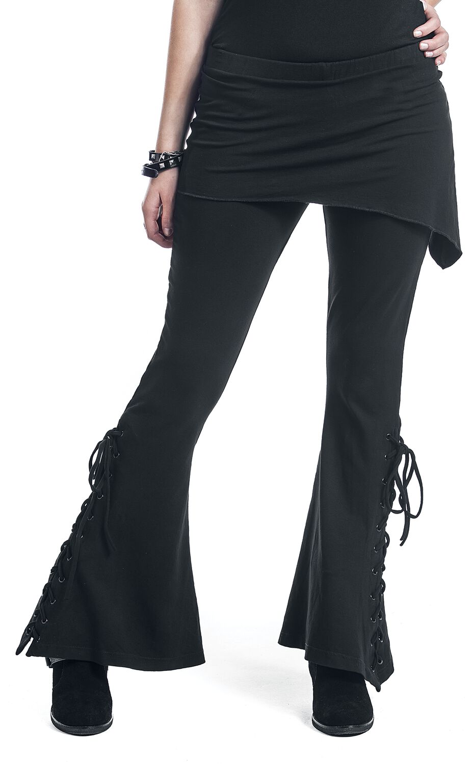 Gothicana By EMP Leggings Neri Con Fori In Rete – Vita Media, 95% Cotone, Stile Rock