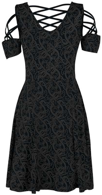 Dress with Lacing and Celtic-Style Print | Black Premium by EMP Mini Dress  | EMP