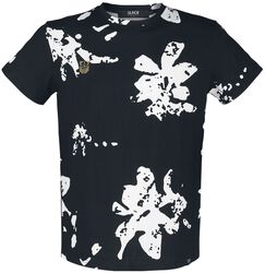 T-shirt with white flowers and small embroidered detail, Black Premium by EMP, T-Shirt