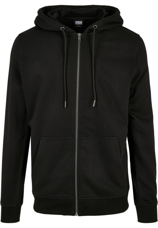 Urban Classics Ladies Athletic Zip Hoody - Black Interlock Cotton Blend Pullover