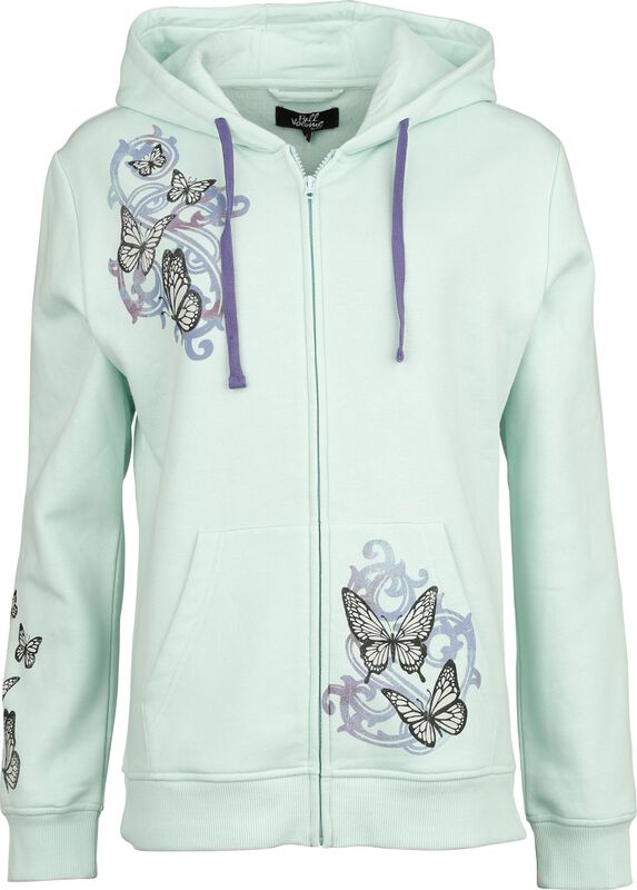 Hooded jacked with butterflies and skulls