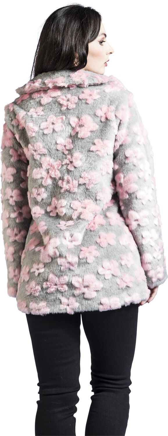 Flower patch faux-fur coat Voodoo Vixen Coat EMP
