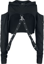Cropped Hoodie with Straps, Gothicana by EMP, Hooded sweater