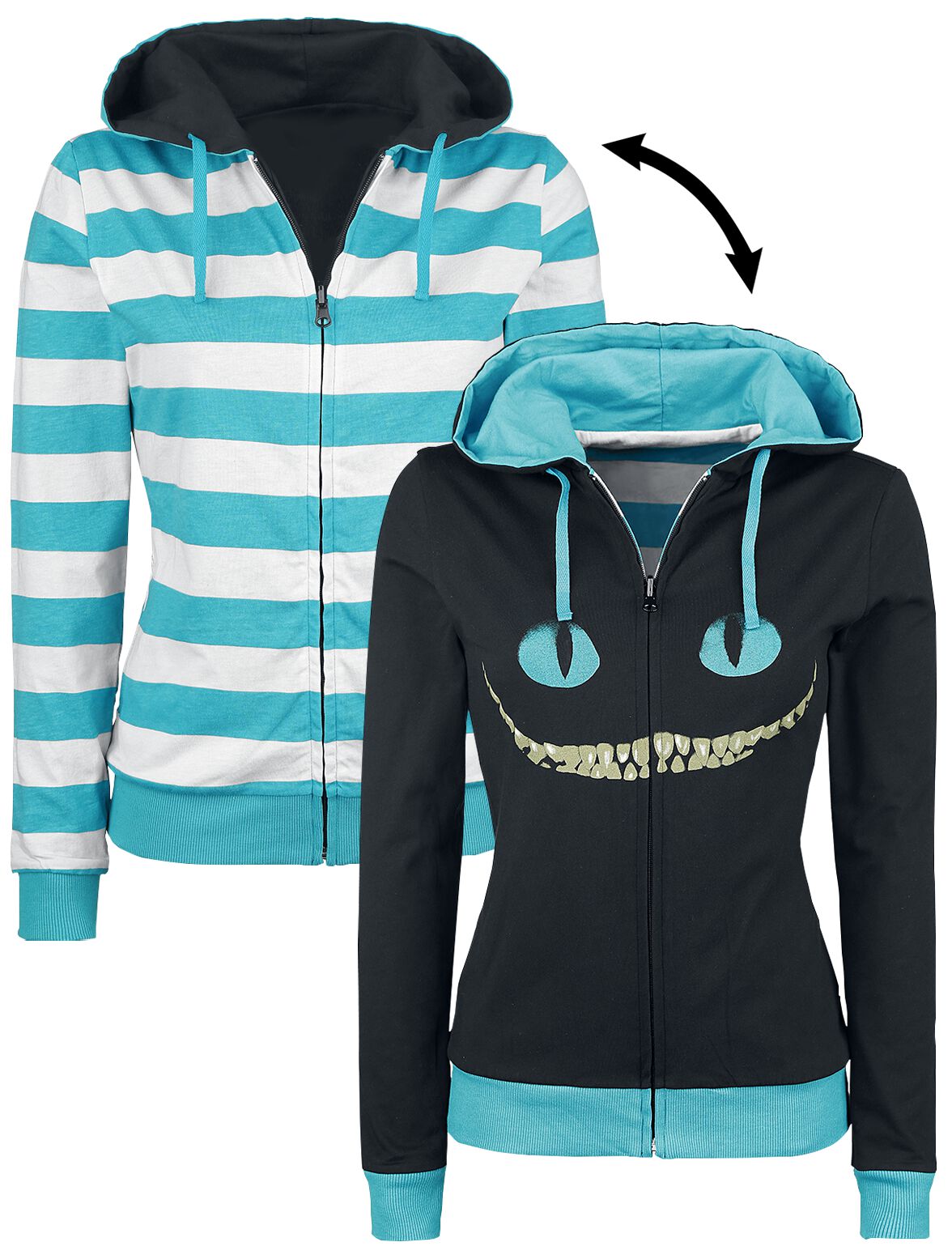 Cheshire Cat Smile Alice In Wonderland Hooded Zip Emp