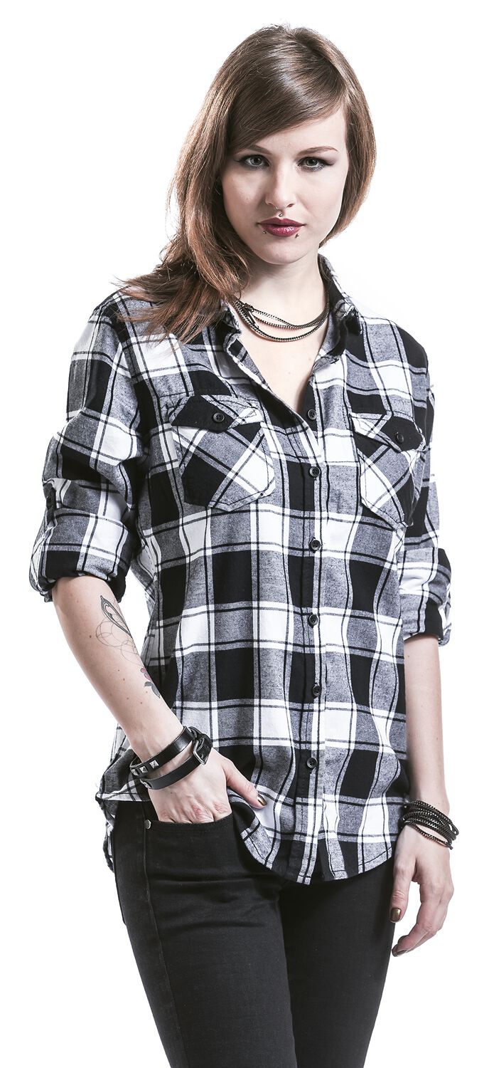 Brandit Checkshirt halfsleeve Shirt met korte mouwen zwart-grijs S 100% katoen Basics : Brandit