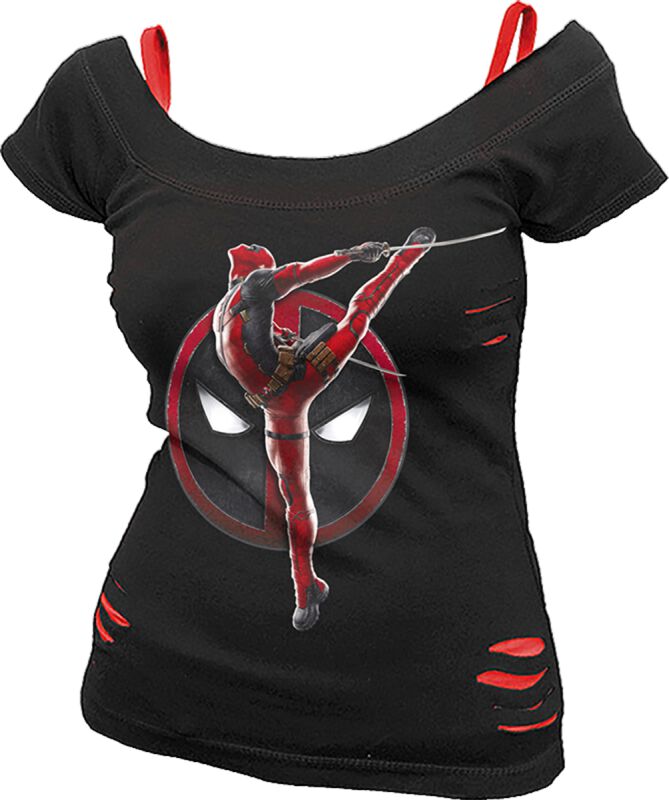 Deadpool - Pose - 2 in1 Red Ripped Top | Deadpool T-Shirt | EMP