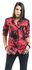 Red Long-Sleeve Shirt with Batik Pattern