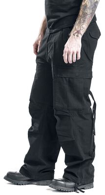 BRANDIT Pure Vintage Men's Cargo Pants - Black, Army Style, Regular Fit