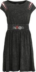 Cut Out Dress with Roses, Black Premium by EMP, Medium-length dress