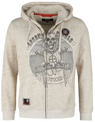Beige Hooded Jacket with Prints, Rock Rebel by EMP, Hooded zip