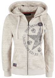 Beige Hooded Jacket with Prints, Rock Rebel by EMP, Hooded zip