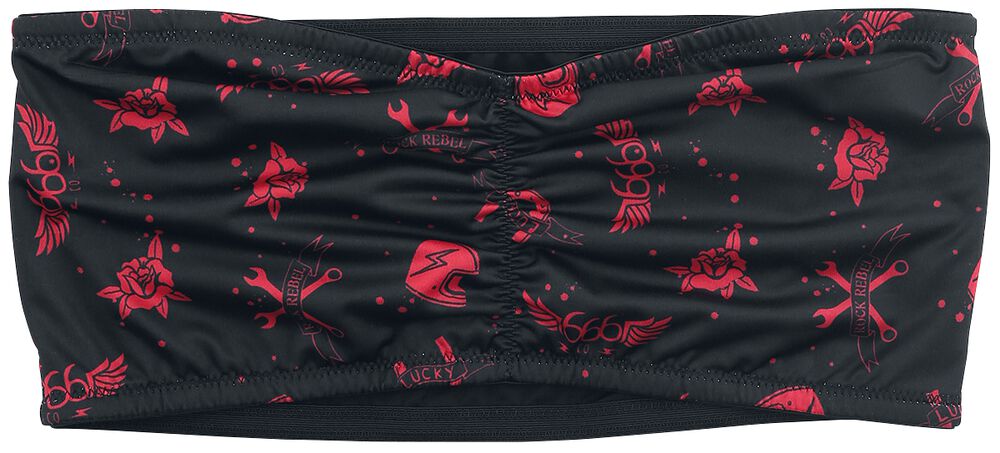 Black Bandeau with Red All-over Print