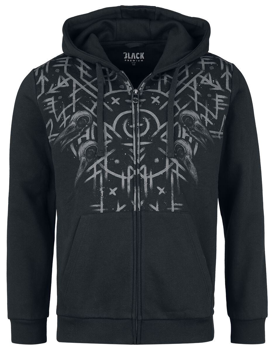Raven Skull Zipper Hoodie Black Premium by EMP Hoodie Jacket EMP - Main Image