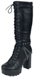 Platform lace-up boots with chains and buckles, Gothicana by EMP, Laced Boots