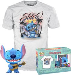 Ukulele Stitch - POP! & tee (flocked) vinyl figurine no. 1044, Lilo & Stitch, Funko Pop!
