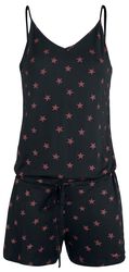 Short Black Jumpsuit with Red Stars